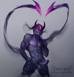 1boy abs artist_name balls ballsack big_areola big_ass big_balls big_butt big_nipples big_pecs big_penis big_thighs clawed_fingers demon dick_root erection evelynn foreskin gay genderswap genderswap_(ftm) horns huge_pecs humanoid humanoid_penis intact league_of_legends male male_nipples male_only male_pubic_hair mintwo muscles muscular_male nipple_piercing nude_male partially_retracted_foreskin patreon_username pecs penis pink_eyes pink_hair purple_skin rule_63 scrotum smooth_penis smooth_skinned_male tentacle testicles thick_thighs thighs thong uncut veiny_penis yaoi yellow_eyes