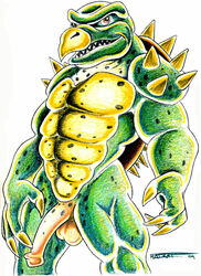 2009 anthro claws flatrat male male_only muscles penis shell solo spiky_shell standing tagme teenage_mutant_ninja_turtles testicles tokka