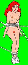 1girls animated archie_comics areola biesiuss bondage breasts cheryl_blossom nipples nude pussy red_hair rope voluptuous