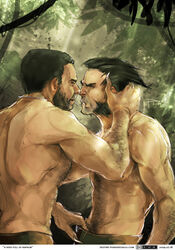 2009 2boys bara human james_howlett male male_only marvel multiple_males muscle muscles ponderosa sabretooth victor_creed wolverine_(x-men) x-men yaoi