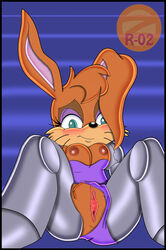 1girls anthro archie_comics blue_eyes brown_fur bunnie_rabbot clothing female female_only front_view pussy rabbit solo sonic_(series) tagme zetar02