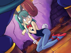 1girls 4_4 bowtie breasts bulma bulma_(bunny) bulma_briefs bunny_costume bunny_ears bunny_tail bunnygirl bunnysuit cleavage detached_collar dragon_ball female gyuumaou_(dragon_ball) hourglass_figure human male ox_king pantyhose straight straight_hair sweatdrop tagme teenager voluptuous wrist_cuffs