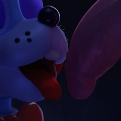 3d 3d_(artwork) blender blender_(software) blowjob blowjob_face blowjob_gesture close-up closed_eyes cock dim_lighting five_nights_at_freddy's five_nights_at_freddy's_2 funtime_foxy_(fnaf) gay gay_blowjob highres male male/male male_only mangle_(fnaf) penis penis_lick penis_out tongue tongue_out tongue_out_blowjob toy_bonnie_(fnaf)