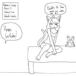 birthday cat_ears cat_tail cub daughter father_and_daughter female female_cub guronyan horns imminent_incest imminent_sex offscreen_character orchid_(guronyan)