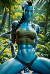 ai_generated avatar avatar:_the_way_of_water blue_skin crop_top eyes na'vi panties_aside recombinant vaginal_sex yellow z-dog zdinarsk