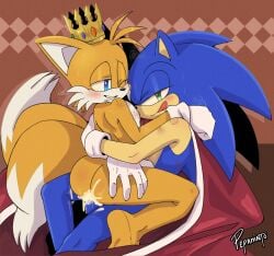 2_tails abstract_background anthro ass bangs blue_body blue_eyes blue_fur blush bodily_fluids butt_grab canid canine cape clothing cowgirl_position crown cum cum_in_ass cum_inside dipstick_tail duo eulipotyphlan fluffy fluffy_tail fox from_front_position fur gem genital_fluids genitals gloves gloves_only green_eyes hand_on_butt handwear handwear_only headgear hedgehog hi_res hug male male/male mammal markings mostly_nude multi_tail nipples on_bottom on_top one_eye_closed one_eye_obstructed penis pepamintop romantic romantic_sex scratches sega sex smile sonic_(series) sonic_the_hedgehog sonic_the_hedgehog_(series) tail tail_aside tail_markings tails tails_the_fox tongue tongue_out whiskers wink yellow_body yellow_fur