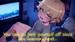 ai_art ai_assisted ai_generated balls ballsack blonde_hair blowjob cernyai deep_blowjob deepthroat face_fucking femboy feminine_male gagging gay gay_sex instant_loss instant_loss_2koma male/male male_only male_penetrating oc oral_sex raped rough_oral sloppy sloppy_blowjob subtitled tagme video voice wet yaoi