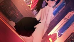 10_seconds 3d animated back_view black_hair blue_eyes dark-skinned_male facesitting fortnite fortnite:_battle_royale koikatsu light-skinned_female looking_at_partner looking_back nude nude_female remi_(fortnite) self_upload straight tagme twintails video zoe_clash_(fortnite)