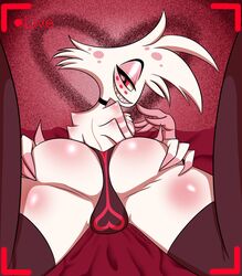 1boy angel_dust_(hazbin_hotel) ass backsack big_ass camera_view femboy furry grabbing_own_ass hazbin_hotel male male_only panties recording smiling smiling_at_viewer smirk solo solo_male spider_humanoid spotted_fur spread_ass sqwdink thighhighs thong vivienne_medrano white_body white_hair