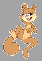 2025 anthro ass blush featureless_chest feet female flat_chested gaturo genitals hi_res mammal naughty_face nickelodeon nude raised_arm rodent sandy_cheeks sciurid simple_background smile soles solo spongebob_squarepants spread_legs spreading tail toes tree_squirrel vulva