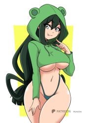 big_ass big_breasts big_breasts big_butt big_titties clothing curvaceous curvaceous_female curvaceous_figure curvy curvy_figure curvy_hips female female_only fully_clothed green_hair looking_at_viewer momocka_art my_hero_academia tsuyu_asui underwear