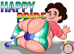 1boy ass big_ass bulge_under_clothes crossdressing exocomics gay_flag gay_flag_colors hearts_in_eyes male male_only panties patreon_release pride_color_clothing pride_colors pride_month pride_panties solo steven_quartz_universe steven_universe tagme