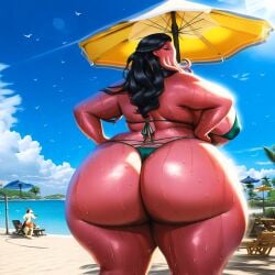 ai ai_generated ass belly big_breasts big_butt bikini breasts chubby chubby_female female looking_at_viewer mommy nipples octopus octopus_girl overweight overweight_female thepyromancerfox