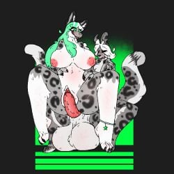 amy_kavinskaya animal_genitalia anklet anthro areola balls big_balls big_breasts big_penis breasts chair_position claws clitoris digital_media_(artwork) duo eyelashes eyelashes_through_hair facial_markings felid female from_behind_position genitals grabbing_from_behind grabbing_waist green_eyes green_hair hair head_markings hex_mira hi_res hime_cut holding_waist huge_balls intraspecies jewelry leg_markings leopard_spots male male/female mammal markings multicolored_hair nipples nubbed_penis nude pantherine penile_spines penis pink_penis sex sheath simple_background snow_leopard socks_(marking) spots squibbo tail tear_(marking) translucent translucent_hair two_tone_hair