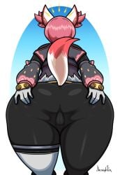 1female 1girl 1girls 2025 2025s anthro anthro_female anthrofied ass back_view big_butt butt camel_toe cameltoe canid canine canis clothed clothing digital_art digital_drawing digital_drawing_(artwork) digital_media digital_media_(artwork) digital_painting digital_painting_(artwork) epic_games female female_anthro female_focus female_only fortnite fortnite:_battle_royale fox fox_ears fox_girl fox_humanoid fox_tail fur furry furry_female furry_only hair hand_on_ass hand_on_butt hi_res inner_ear_fluff jhenightfox kimiko_(fortnite) kimiko_five-tails kimiko_five_tails mammal pink_body pink_fur pink_hair pink_inner_ear_fluff solo solo_female solo_focus tail thick thick_ass thick_butt thick_thighs thighs tight_clothing tight_pants video_games white_body white_fur wide_hips