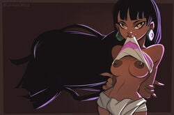 areolae breasts breasts_out busty chel creux dark-skinned_female dark_nipples dark_skin dreamworks female female_focus female_only flashing hourglass_figure nipples solo standing tagme the_road_to_el_dorado wide_hips