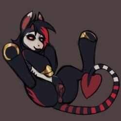 animal_genitalia animal_vulva anus black_body black_hair black_sclera equid equine equine_anus equine_genitalia equine_vulva female female_feral feral genitals grey_body hair hasbro horse looking_at_viewer lying male male_(lore) mammal markings multicolored_hair my_little_pony narrowed_eyes on_back pony pupils rayliicious red_body red_eyes red_hair solo spade_tail spread_legs spreading striped_markings striped_tail stripes tail tail_markings two_tone_hair white_pupils