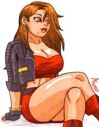 big_breasts blaze_fielding breasts brown_hair busty hourglass_figure lipstick long_hair makeup miniskirt pencil_(artwork) pencil_skirt red_skirt sega skirt streets_of_rage tight_skirt wide_hips xxxhibiki