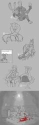 2019 3_toes 5_fingers absurd_res albert_wesker anthro arthropod balcony bear blood bodily_fluids canid canine canis capcom clothing comic covered_in_blood crate crossover dialogue digital_drawing_(artwork) digital_media_(artwork) disney english_text eyewear feet felid feline female fingers footwear glasses group hi_res hug hugging_another human human_on_anthro hymenopteran insects interspecies jacket judy_hopps lagomorph leporid lying lynx male mammal monochrome murid murine police police_officer rabbit raining rat resident_evil rodent sad scratching shira_(vuko-jebina) signature sitting socks speech_bubble tail tail_motion tailwag text toes topwear vuko-jebina wasp wolf zootopia