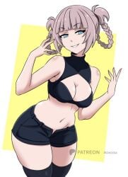 big_ass big_breasts big_breasts big_butt big_thighs big_titties curvaceous curvaceous_female curvaceous_figure curvy curvy_figure curvy_hips female female_focus female_only looking_at_viewer momocka_art nanakusa_nazuna short_hair