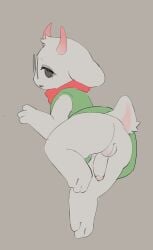 2025 2_horns 3_toes 4_fingers anthro ass balls balls_blush big_butt black_eyes blush bodily_fluids body_blush bovid butt_pose caprine clothing deltarune digital_drawing_(artwork) digital_media_(artwork) dripping eyewear feet fingers flat_colors floppy_ears fur genital_fluids genitals glans glasses goat green_clothing green_robe grey_background head_tuft hi_res horn humanoid_genitalia humanoid_penis leaking_precum looking_at_viewer looking_back looking_back_at_viewer lop_ears male male_anthro mammal narrowed_eyes penis pink_blush pink_glans pink_horn pink_scarf pose precum precum_drip precum_from_penis pupils ralsei robe round_glasses scarf seuppi short_tail simple_background sleeveless_clothing solo tail toes tuft undertale_(series) wearing_glasses white_balls white_body white_butt white_ears white_fur white_penis white_pupils white_tail white_tuft