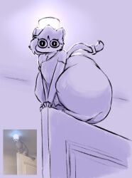 1boy amp_(lewdcoalpuff) ass big_ass femboy huge_ass hyper hyper_ass lewdcoalpuff meme monochrome perched thick thick_ass thick_legs thick_thighs