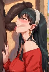 1boy1girl ai_generated busty cheating commission dark-skinned_male female huge_cock huge_testicles interracial male netorare patreon patreon_ad patreon_url patreon_username penis_worship sinderellaart spy_x_family sucking_balls text thick voluptuous yor_briar yor_forger