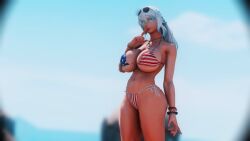 1girls abs american_flag_bikini athletic athletic_female big_breasts breasts female final_fantasy final_fantasy_xiv huge_breasts large_breasts oc tagme