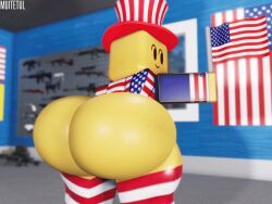 1ambiguous 3d 3d_animation ambiguous_gender american_flag animated animated animated ass ass_focus big_ass big_butt bubble_butt cube_head enormous_ass fourth_of_july guns huge_ass huge_butt looping_animation muitetul qooby roblox robloxian twerking
