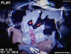 anthro balls big_penis black_body black_fur bodily_fluids breasts canid canine canis cum cum_in_mouth cum_inside digitigrade dominant dominant_female dripping duo excessive_saliva fangs fellatio female first_person_view fluffy_void forced forest fur genital_fluids genitals glowing glowing_genitalia hi_res human human_on_anthro interspecies long_tongue looking_back male male/female mammal mythological_canine mythological_creature mythology nipples open_mouth oral penile penis pinned plant saliva scratch sex sharp_teeth size_difference submissive submissive_male teeth tongue tongue_out tongue_wrap tree vhs_filter werecanid werecanine werecreature werewolf white_body white_fur wolf