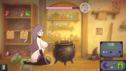 1boy animated black_gloves black_thighhighs blush breasts cg choker closed_eyes colored_skin cowgirl_position elbow_gloves female flask from_side gloves goblin green_skin indoors large_breasts long_hair magic magic_circle male nipples nude official_art open_mouth orc pointy_ears potion purple_hair rape sex sharp_teeth smile sound straddling straight tagme teeth thighhighs video voice_acted witch_(witch_seed_gsa) witch_seed_(goblin_slave_alchemy)