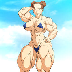 1girls abs biceps breasts chun-li devmgf extreme_muscles female female_only huge_muscles hyper_muscles large_breasts muscles muscular muscular_female solo_female street_fighter thick_thighs