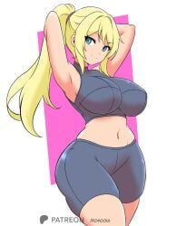 big_ass big_breasts big_butt big_thighs big_titties clothing curvaceous curvaceous_female curvaceous_figure curvy curvy_figure curvy_hips female female_focus female_only long_hair looking_at_viewer metroid milf momocka_art nintendo samus_aran yellow_hair
