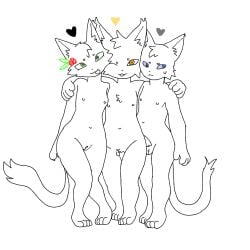 1girls 2boys anthro anthro_female anthro_male anthrofied blind brother_(lore) brother_and_sister brother_and_sister_(lore) brothers brothers_(lore) cat_ears cat_tail cub domestic_cat feline female female_cub guronyan holly_(plant) hollyleaf_(warriors) jayfeather_(warriors) lionblaze_(warriors) male male_cub naked partially_colored sibling sibling_(lore) siblings sister sister_(lore) smile smiling sticking_out_tongue warriors_(book_series) warriors_(cats)