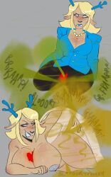 1girls anthro anthro_female anthro_only biting_lip biting_lip blanket blonde_female blonde_hair blue_eyes blue_lipstick blue_nipples blush blush brap breasts breasts_out carol_holiday clothed deer deer_ears deer_girl deer_horns deltarune deltarune_chapter_4 dutch_oven embarrassed embarrassed_female embarrassed_nude_female eproctophillia eyeliner fart fart_cloud fart_everywhere fart_fetish farting female_in_suit female_only furry furry_female furry_only gassy gassy_female gastr0punk green_fart hag heart lips lipstick milf mommy necklace nude object_in_breasts smelly soul_(undertale) stink_fumes stink_lines stinky suit sweat sweatdrop sweating thick_thighs thigh_crush toby_fox yellow_fart