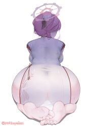 1girls anus blue_archive cleft_of_venus feet female foot_fetish foot_focus hair_bun halo parkhopeless pink_eyebrows pink_hair pink_hair_female pink_halo plump_pussy plump_vulva pussy_lips soles thick_ass toes tomoe_(blue_archive) vulva vulva_line