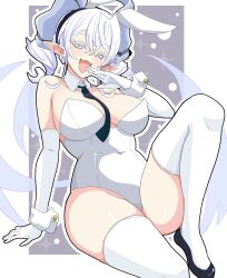 1girls alternate_version_available blush breasts bunnysuit commission demon demon_girl demon_horns duel_monster earrings fangs female full_body gloves hi_res huge_breasts k_daiiti konami labrynth_of_the_silver_castle lady_labrynth_of_the_silver_castle laugh laughing legs legwear leotard looking_at_viewer lovely_labrynth_of_the_silver_castle one_leg_raised one_leg_up open_mouth pose princess seductive seductive_smile shoes smile solo thighhighs thighs twintails woman yu-gi-oh!