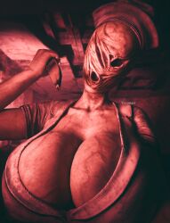 1girls 3d big_breasts bubble_head_nurse huge_breasts knife monster_girl silent_hill vexonair