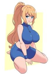 big_ass big_breasts big_butt big_thighs big_titties clothing curvaceous curvaceous_female curvaceous_figure curvy curvy_figure curvy_hips female female_focus female_only long_hair looking_at_viewer metroid milf momocka_art nintendo samus_aran yellow_hair