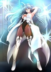 armpits blue_hair boots cameltoe dress high_heels leotard pantyhose robot robot_girl robot_humanoid thigh_boots vivy vivy:_fluorite_eye's_song
