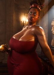 1girls 3d big_breasts dark-skinned_female dead_by_daylight huge_breasts looking_at_viewer portia_maye the_houndmaster_(dead_by_daylight) vexonair voluptuous_female