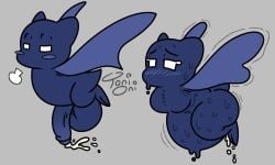 2_toes 5:3 after_sex ass balls bat bat_(cave_story) belly blue_body blush bodily_fluids breasts cave_story cum cum_drip cum_inside cumflation dripping duo eyelashes feet female flying genital_fluids genitals grey_background half-closed_eyes inflation male male/female mammal narrowed_eyes penis satisfied signature simple_background small_but_hung spread_wings stomach_bulge sweat tail tired toes toni_oni vein veiny_penis white_eyes wings