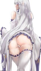 ass dress dress_lift emilia_(re:zero) female_only fully_clothed kilalesi looking_back panties re:zero_kara_hajimeru_isekai_seikatsu solo thigh_gap thighhighs