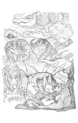 anthro anubian_jackal anubis ass bedroom bedroom_eyes breasts canid canine canis crocodile crocodilian deity egyptian_mythology escape exclamation_point female genet group hi_res imminent_sex jackal magic_lamp male male/female male/male mammal middle_eastern_mythology mythology narrowed_eyes nude peril poof reptile rubbing scalie seductive sex smoke smoke_from_nose smoke_transformation sobek surprised_expression teleportation transformation trio viverrid vore water