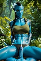 after_sex ai_generated avatar avatar:_the_way_of_water blue_skin crop_top na'vi panties penis_pressed_against_pussy recombinant yellow_eyes z-dog zdinarsk