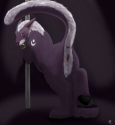 anus ass dancing digital_drawing_(artwork) digital_media_(artwork) domestic_cat druid_(feral) elisanna feet felid feline felis female feral feral_druid fur genitals hair hi_res hindpaw looking_at_viewer looking_back mammal night_elf_(feral) pantherine pawpads paws pole pole_dancing presenting presenting_hindquarters presenting_vulva raised_tail rear_view simple_background smile solo stripper stripper_pole tail tellico toes vulva white_body white_fur
