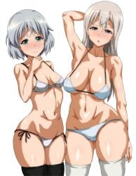 2girls arobiro eila_ilmatar_juutilainen exhibitionism exhibitionist long_hair one_arm_behind_head panties prostitute prostitution sanya_v._litvyak short_hair sluts strike_witches world_witches_series