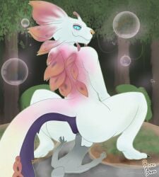 2025 anal anal_sex anon anthro artist_name ass backsack balls big_butt blue_eyes bonebees bubble butt_squish capcom claws crouching_reverse_cowgirl digital_drawing_(artwork) digital_media_(artwork) duo extreme_size_difference eyeshadow feet forest genitals hand_on_butt hi_res human larger_anthro larger_male larger_on_top larger_penetrated leviathan_(mh) looking_back looking_down_at_partner lying makeup male male/male mammal mizutsune monster_hunter multicolored_body on_back on_bottom on_top outside_sex penetration pink_body plant reverse_cowgirl_position scales sex size_difference smaller_human smaller_male smile smiling_at_another smiling_at_partner spread_legs spreading squish tail tail_tuft text toe_claws tree tuft water white_body