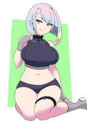big_ass big_breasts big_breasts big_butt big_thighs big_titties clothing curvaceous curvaceous_female curvaceous_figure curvy curvy_figure curvy_hips cyberpunk:_edgerunners cyberpunk_2077 female female_focus female_only looking_at_viewer lucyna_kushinada momocka_art multicolored_hair short_hair