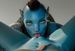 2girls ai_generated avatar avatar:_the_way_of_water blue_skin female licking_pussy na'vi pussy_eating recombinant yellow_eyes z-dog zdinarsk